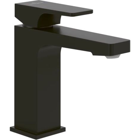Villeroy & Boch – Mitigeur de lavabo avec tirette – Finition noir mat – Hauteur 16,1 cm – Forme carrée – Matériau laiton – Économie d'eau AquaSmart