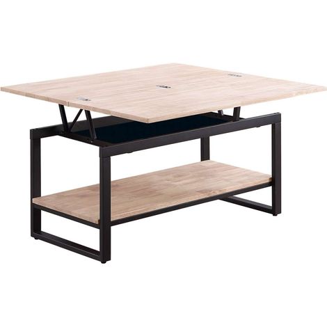 Mesa centro elevable y extensible Steve acabado roble nordish y negro, 47 cm(alto)100 cm(largo) 45-90 cm(ancho) (1/3)