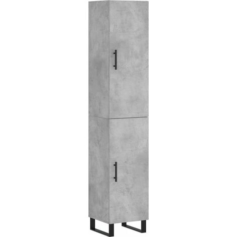 Buffet bahut commode armoire meuble de rangement organisateur cuisine salle de séjour salon haut 34,5 x 34 x 180 cm bois d'ingénierie gris