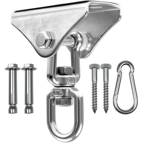 Sollbry Support pour sac de frappe, chaîne pivotante en acier inoxydable avec 4 mousquetons pour sac lourd, balançoire de gym, trapèze et hamac (1/5)