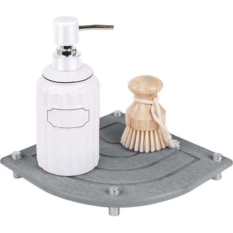 Ensemble de tapis et de plateaux égouttoirs de comptoir avec pieds en métal pour la cuisine, gris (1/5)