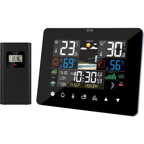 Station météo Aube et Crépuscule Réveil multifonction Thermomètre Hygromètre Écran tactile