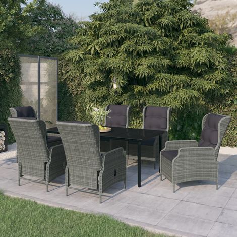 Ensemble Table et Chaise de Jardin 7 pcs - Ensemble de salle à manger de jardin Gris clair BV898805 - BonneVie (1/5)