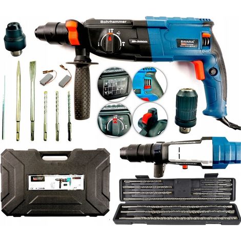 Perceuse à percussion SDS+ 2800 W, tête double, 16 forets