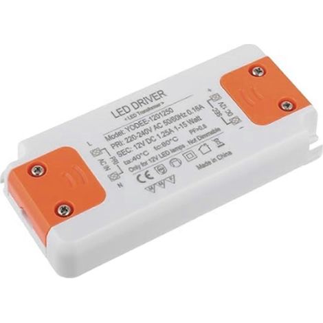 Transformateur basse tension 12 V 15 W pour LED, alimentation silencieuse pour circuit intégré LED. (1/5)