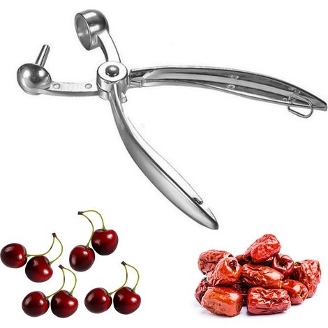 Pichet à cerises, outil de retrait de noyau d'olive en alliage d'aluminium avec verrouillage peu encombrant,extracteur manuel de fosse à fruits pour (1/5)