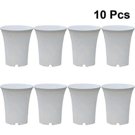 Lot de 10 pots de fleurs en plastique, petits pots ronds blancs, légers et à fond creux, pour plantes grasses et cactus, usage intérieur et extérieur. (1/5)