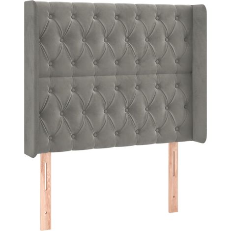 Cabecero accesorio de dormitorio iluminación LED 103 x 16 x 118/128 cm tejido de terciopelo gris claro TDL0201432 (1/4)