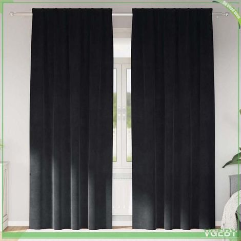 Rideaux occultants - FAFEISY - 4107170 - Velours - Noir - 140 x 225 cm - Lot de 2 (1/5)