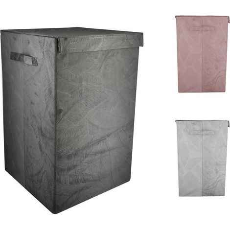 PORTABIANCHERIA LUX PIEGHEVOLE CON MANIGLIE 35X35XH55 CM IN VLETTUNO FANTASIA FOGLIE ESOTICHE + COPERCHIO COLORI ASSORTITI