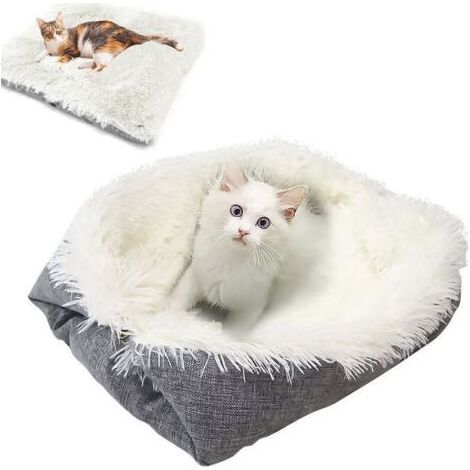 Lit moelleux Coussin pour chat, , panier ultra doux, Moelleux et doux, fond antidérapant, en Peluche Lavable, pour Chaton, Petit Chien, Lapin, Pecute (1/4)