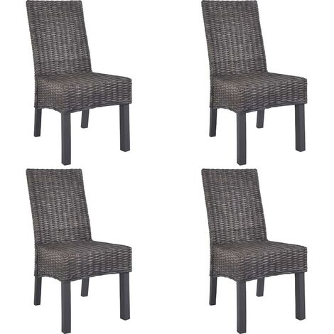 vidaXL Chaises à manger lot de 4 marron rotin Kubu et bois de manguier (1/5)