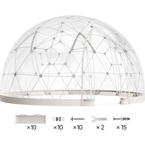 Dôme igloo de jardin, tente bulle transparente d'extérieur de 4,5 x 2,7 m pour 4 à 7 personnes, serre géodésique résistante aux intempéries avec fenêtre, tente igloo en PVC pour jardin, terrasse, camp (1/5)
