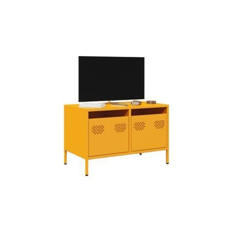 Meuble TV jaune moutarde 68x39x43,5 acier laminé à froid (1/5)
