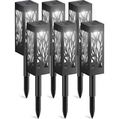 Lampes solaires - set de 6 - lampes de pelouse à feuilles [lumière blanche] - petite veilleuse de jardin - extérieur