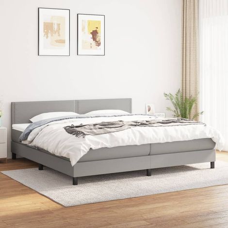 Boxspringbett mit Matratze Hellgrau 180x200 cm Stoff (1/5)