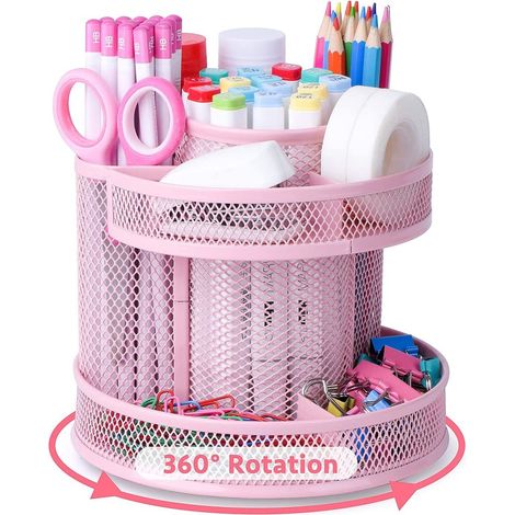 Porte-stylo rotatif en métal à 360 degrés - rose