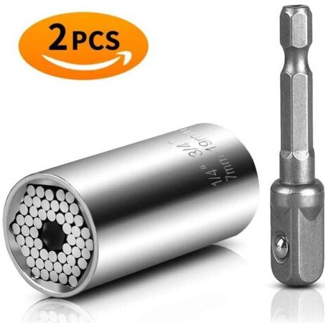 Clé à douille Clé universelle Écrou universel Clé à douille universelle Outils à main multifonctions Réparation Adaptateur Outils de réparation Outils pour pinces 7-19mm avec adaptateur