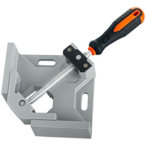 Etau d'angle 90°en Alliage d'Aluminium, Pince à Angle Droit Outil de Serrage avec Double Poignée, Porte-étau avec Mâchoire Pivotante Réglable - Gris Argenté (1/5)