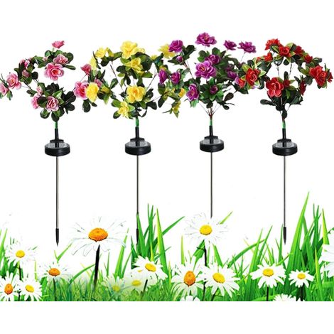 Lampes solaires fleurs pour l'extérieur,4 Lampes À LED, de Jardin à Énergie Solaire - Pour Jardin Paysage Terrasse Gazon Trottoir Cimetière Décoration (1/5)