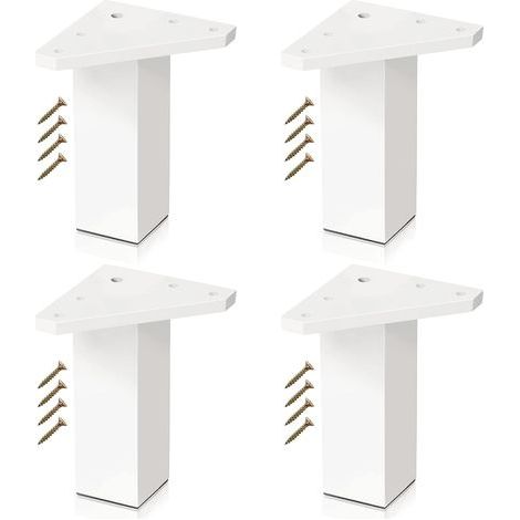 Pieds pour Meubles Blancs Lot de 4 Pieds Vis Incluses - Couleur Blanc, Hauteur 10 cm - Pieds DIY pour Tables (Pack 4 Pieds) (1/4)