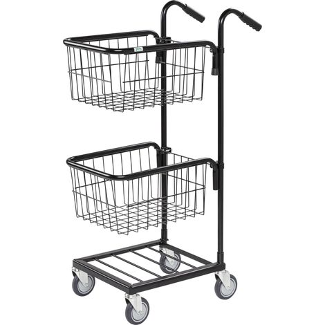 Kongamek Mini- Servierwagen in schwarz mit 2 Körben 415x355x220mm mit Bremse