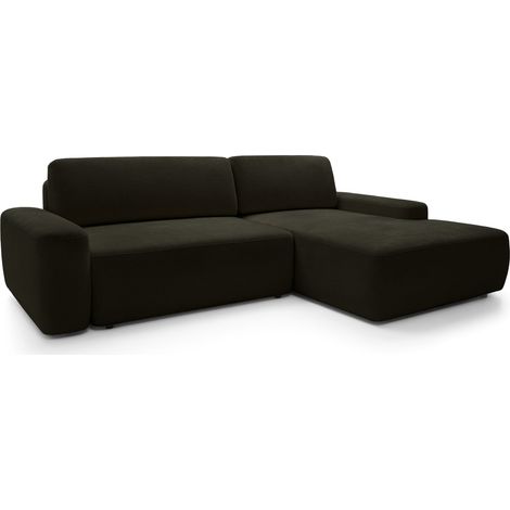 Selsey Baleo - Ecksofa mit Schlaffunktion, Chenille-Bezug, Olivgrün, rechtsseitig