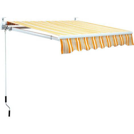 [GEBRAUCHT] B-Ware Gelenkarm-Markise 3x2,5m PE Lotuseffekt Orange-Grau-Weiß für Balkon Terrasse (1/2)