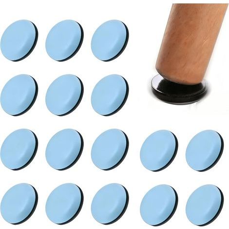 16 Pieces Heavy Furniture Glides, PTFE Teflon Sliding Pads for Heavy Furniture and Round Chairs, 30 mm Self Adhesive Table Leg Protector Furniture Wedge Smooth Floor Parquet Tiles Noise Reduction (1/5)