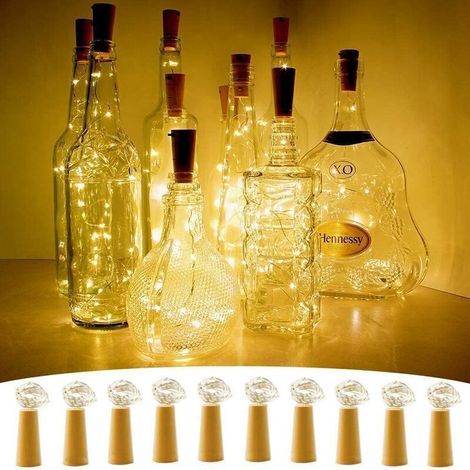 Guirlande Lumineuse Pour Bouteille - 10 LED Fil De Cuivre 1 M - Décoration Fête Mariage Jardin Noël Halloween - Lot De 10 (1/5)