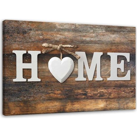 Cadre déco Home Coeur Marron Rétro 90x30 (1/5)