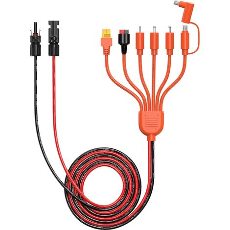 Câble adaptateur solaire universel 7-en-1 pour panneau solaire, générateur solaire et station d’alimentation portable, avec 7 adaptateurs, câble de charge solaire (1/5)