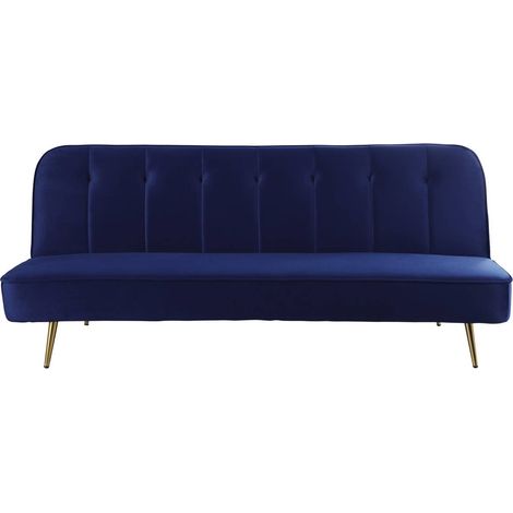 Sofá cama/clic clac terciopelo "James" - 3 plazas - Azul oscuro (1/5)