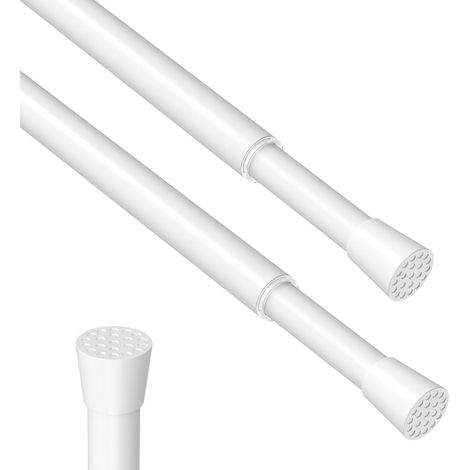 Lot de 2 tringles à rideau sans perçage 50-69cm pour fenêtre, blanc (1/5)
