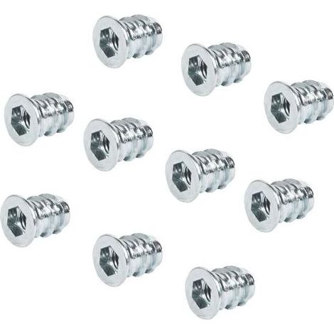 Insert d'Ecrou à Vis - Visserie pour Meuble et Planche en Bois - Écrou à Six Pans Creux pour Bois et Plastique - Insert Fileté en Acier avec Bord de Protection - 100 pcs - M4 x 10 mm (1/3)