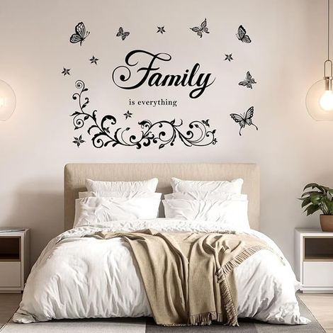 Stickers Muraux Papillons et Fleurs Noir Autocollants Muraux Décoration Murale Amovible Salon Chambre à Coucher Salle à Manger (1/2)