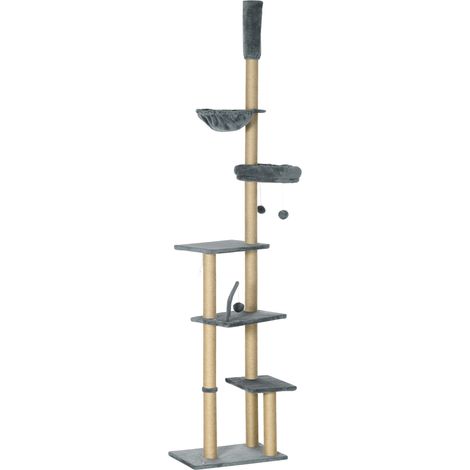 230250cm FloortoCeiling Climbing Cat Tree Tower Grey (1/5)