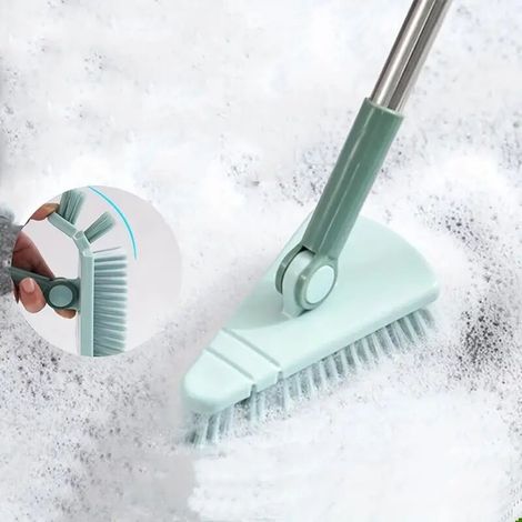 Floor scrubbing brush, shower brush, bathtub and tile cleaning brush, long-handled brush, stiff bristles for cleaning, blue