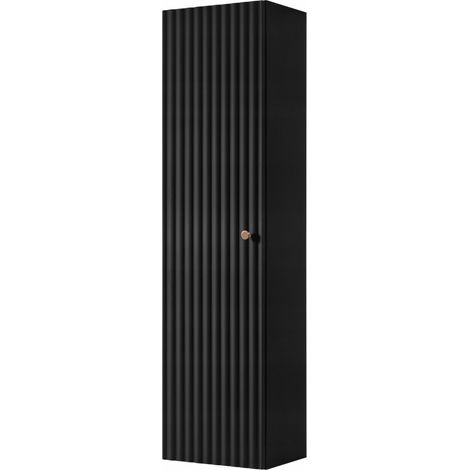 Meuble colonne suspendu de salle de bain BELLO noir 35 × 136 cm (1/5)