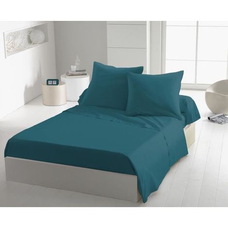 Drap plat - HOME LINGE PASSION - HP72099 - Microfibre 82 g - 240 x 300 cm - Bleu canard (1/3)
