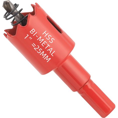 Scie cloche HSS M42 Bi-Métal 25 mm - Avec Adaptateur et Foret de centrage - Idéale pour bois, plastique, cloisons sèches, contreplaqué et métaux - Profondeur de coupe jusqu'à 25 mm (1/5)