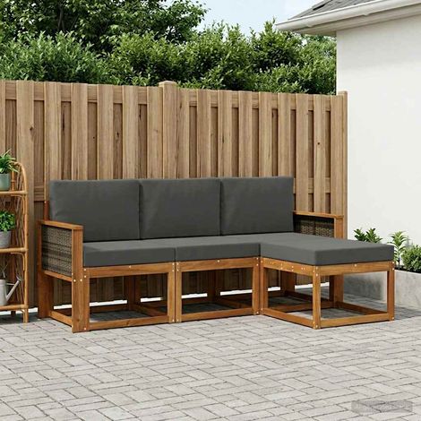 vidaXL Outdoor-Sofagarnitur mit Kissen 4 pcs Natur und Anthrazit (1/5)