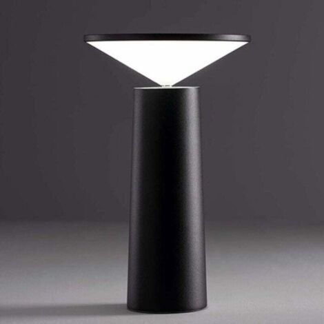 Lampe de table moderne – Interrupteur tactile sans fil à intensité variable – Orientable à 360° – Rechargeable par USB – Lampe de bureau pour la maison ou le bureau – Noire