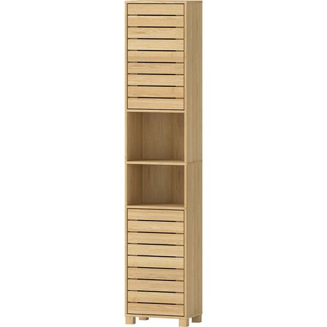 Levede Bathroom Storage Cabinet Hallway Tall Cupboard Adjustable Shelves Oak (1/5)