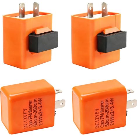 4 Pièces Relais Clignotant LED, 12V 2 Broches SPST Centrale Clignotant Moto, Flasheur Indicateur Relais, Clignotant LED Réglable Universel pour Voiture, Scooter Feux Clignotants Protection Automatique (1/4)