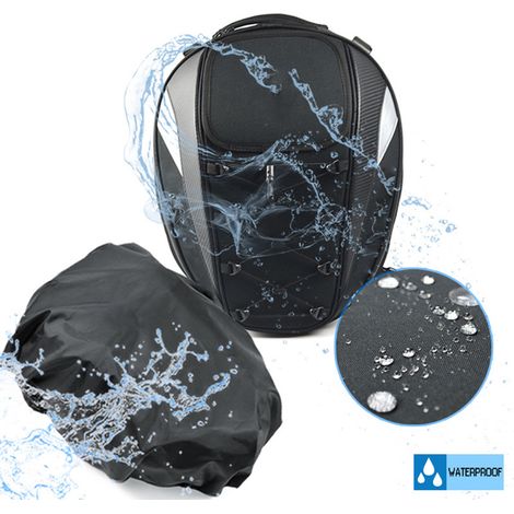 SJLERST Sac à dos pour siège de moto, sac à dos à double usage, sac de rangement pour casque de moto, gris (1/5)
