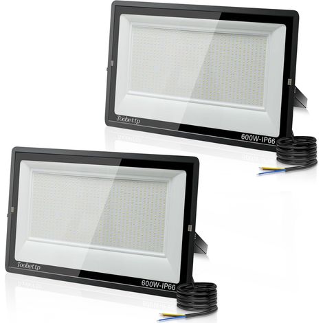 2PCS 600W Projecteur LED Extérieur, Spot LED Exterieur 60000LM Super Lumineux 6500K Blanc Froid Éclairage de Sécurité Extérieur IP66 Imperméable pour Garage Jardin Terrasse Parking (1/5)
