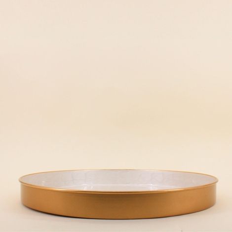Plateau en métal doré aspect nacré 46cm