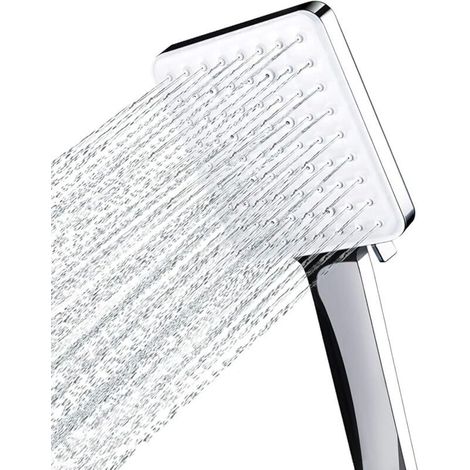 Pommeau de Douche, Grande Pommeau Douche Carrée con Commande à Une Main, Pommeau de Douche Haute Pression con 6 Modes de Douche, Chromés (1/5)