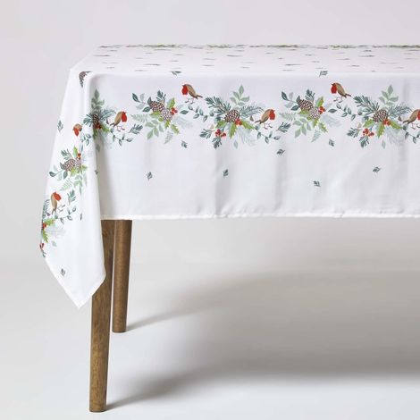 HOMESCAPES Robin Christmas Tablecloth (1/5)